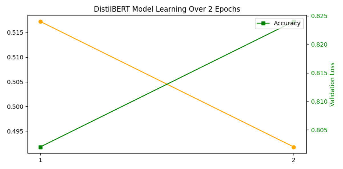 DistilBERT Training and Validation Metrics